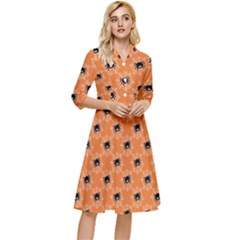 Halloween Black Orange Spiders Classy Knee Length Dress by ConteMonfrey