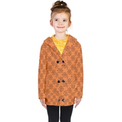 Halloween Black Orange Spider Web   Kids  Double Breasted Button Coat