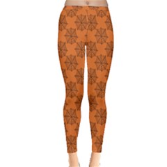 Halloween Black Orange Spider Web   Inside Out Leggings by ConteMonfrey