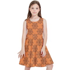 Halloween Black Orange Spider Web   Kids  Skater Dress by ConteMonfrey