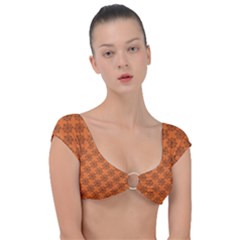 Halloween Black Orange Spider Web   Cap Sleeve Ring Bikini Top by ConteMonfrey