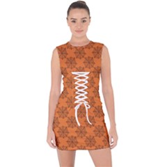 Halloween Black Orange Spider Web   Lace Up Front Bodycon Dress by ConteMonfrey