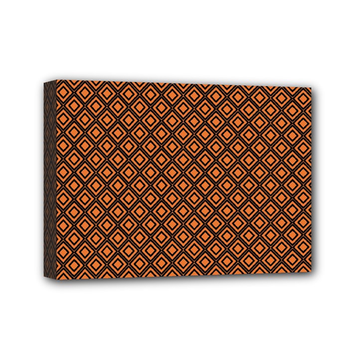 Halloween Palette Plaids Orange, Black Geometric  Mini Canvas 7  x 5  (Stretched)