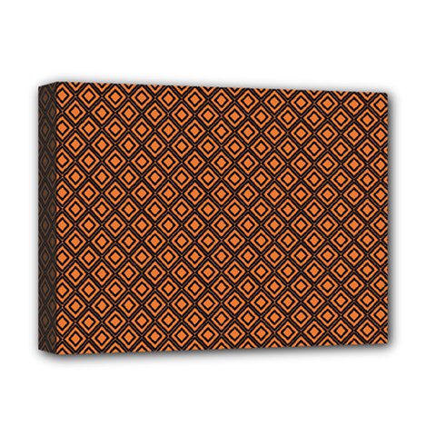 Halloween Palette Plaids Orange, Black Geometric  Deluxe Canvas 16  x 12  (Stretched) 