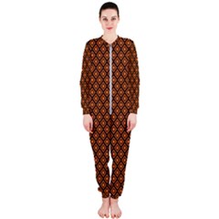 Halloween Palette Plaids Orange, Black Geometric  OnePiece Jumpsuit (Ladies)