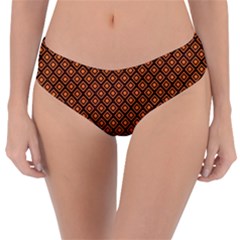 Halloween Palette Plaids Orange, Black Geometric  Reversible Classic Bikini Bottoms