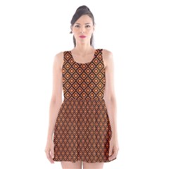 Halloween Palette Plaids Orange, Black Geometric  Scoop Neck Skater Dress