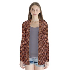 Halloween Palette Plaids Orange, Black Geometric  Drape Collar Cardigan