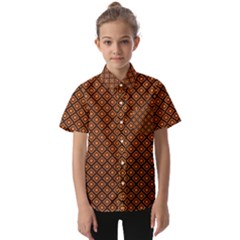 Halloween Palette Plaids Orange, Black Geometric  Kids  Short Sleeve Shirt