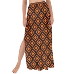 Halloween Palette Plaids Orange, Black Geometric  Maxi Chiffon Tie-up Sarong by ConteMonfrey