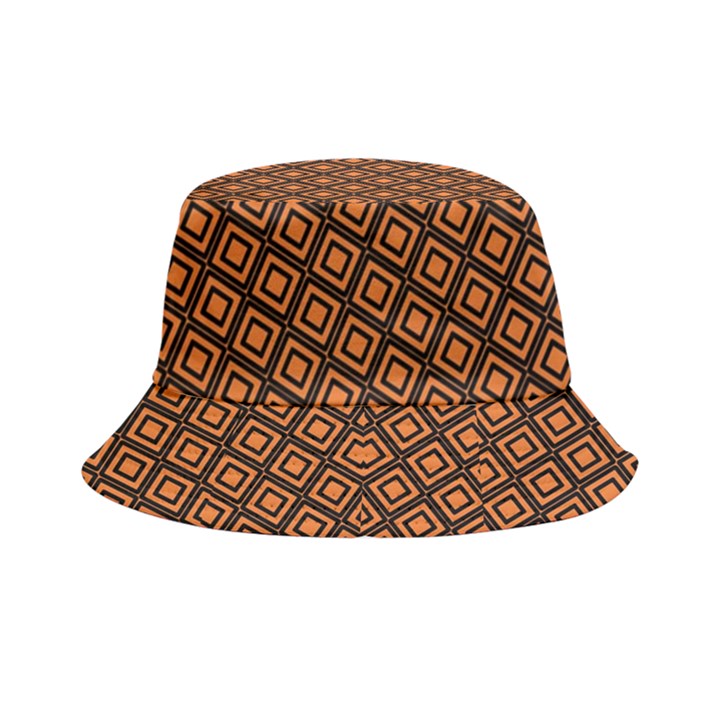 Halloween Palette Plaids Orange, Black Geometric  Bucket Hat