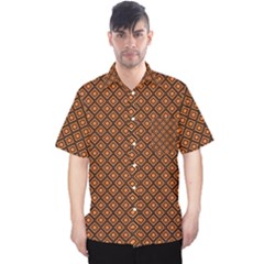 Halloween Palette Plaids Orange, Black Geometric  Men s Hawaii Shirt