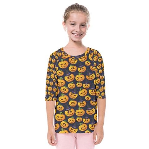 Jack O Lantern  Kids  Quarter Sleeve Raglan Tee by ConteMonfrey