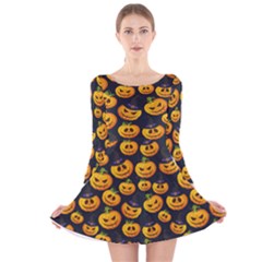 Jack O Lantern  Long Sleeve Velvet Skater Dress by ConteMonfrey