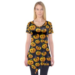 Jack O Lantern  Short Sleeve Tunic  by ConteMonfrey