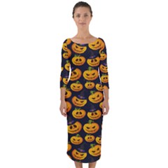 Jack O Lantern  Quarter Sleeve Midi Bodycon Dress by ConteMonfrey