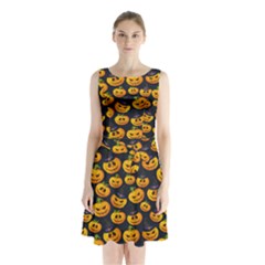 Jack O Lantern  Sleeveless Waist Tie Chiffon Dress by ConteMonfrey