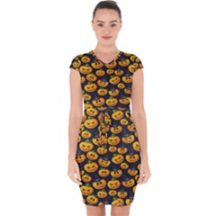 Jack O Lantern  Capsleeve Drawstring Dress  by ConteMonfrey