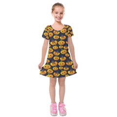 Jack O Lantern  Kids  Short Sleeve Velvet Dress by ConteMonfrey