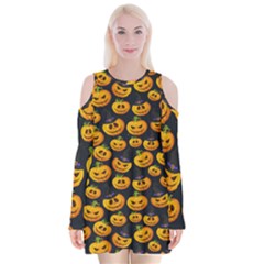 Jack O Lantern  Velvet Long Sleeve Shoulder Cutout Dress by ConteMonfrey