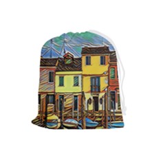 Colorful Venice Homes Drawstring Pouch (large) by ConteMonfrey