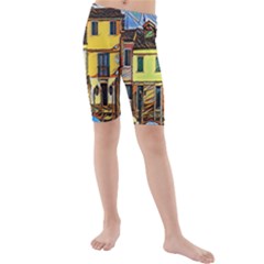 Colorful Venice Homes Kids  Mid Length Swim Shorts by ConteMonfrey