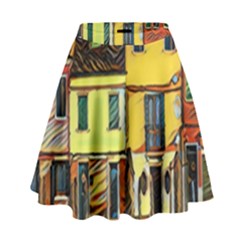 Colorful Venice Homes High Waist Skirt by ConteMonfrey