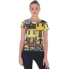 Colorful Venice Homes Short Sleeve Sports Top  by ConteMonfrey