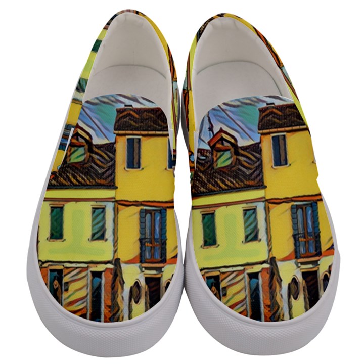 Colorful Venice Homes Men s Canvas Slip Ons