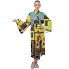 Colorful Venice Homes Maxi Velour Kimono by ConteMonfrey