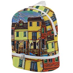 Colorful Venice Homes Zip Bottom Backpack by ConteMonfrey