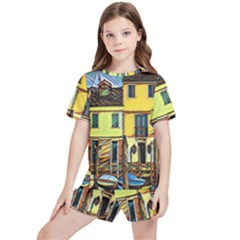 Colorful Venice Homes Kids  Tee And Sports Shorts Set by ConteMonfrey