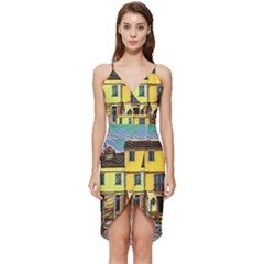 Colorful Venice Homes Wrap Frill Dress by ConteMonfrey