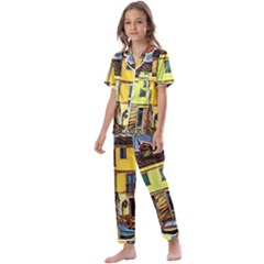 Colorful Venice Homes Kids  Satin Short Sleeve Pajamas Set by ConteMonfrey