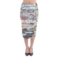 Riomaggiore - Italy Vintage Velvet Midi Pencil Skirt by ConteMonfrey