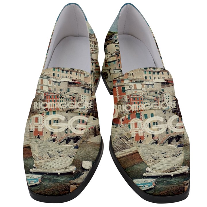 Riomaggiore - Italy Vintage Women s Chunky Heel Loafers