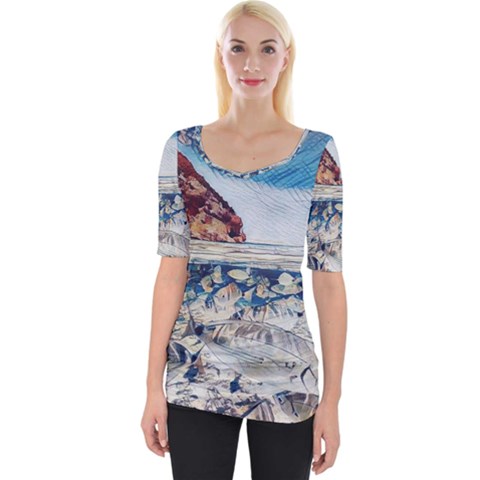 Fishes In Lake Garda Wide Neckline Tee by ConteMonfrey