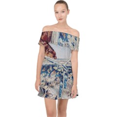 Fishes In Lake Garda Off Shoulder Chiffon Dress