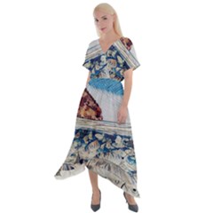 Fishes In Lake Garda Cross Front Sharkbite Hem Maxi Dress by ConteMonfrey