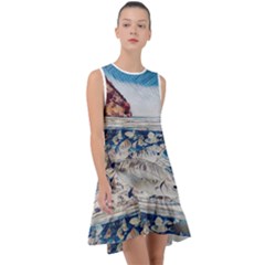 Fishes In Lake Garda Frill Swing Dress by ConteMonfrey