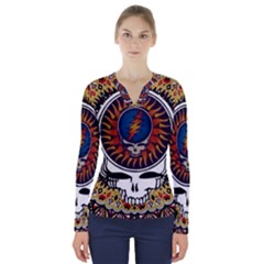 Grateful Dead V-neck Long Sleeve Top