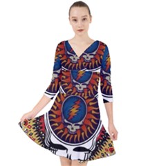 Grateful Dead Quarter Sleeve Front Wrap Dress by Jancukart