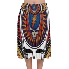 Grateful Dead Velvet Flared Midi Skirt