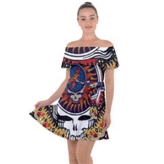 Grateful Dead Off Shoulder Velour Dress