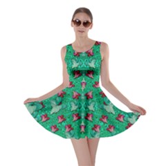 Beautiful Tropical Orchids Blooming Over Earth In Peace Skater Dress by pepitasart