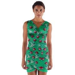 Beautiful Tropical Orchids Blooming Over Earth In Peace Wrap Front Bodycon Dress by pepitasart