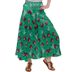 Beautiful Tropical Orchids Blooming Over Earth In Peace Satin Palazzo Pants by pepitasart