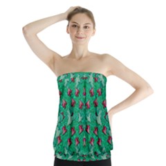 Beautiful Tropical Orchids Blooming Over Earth In Peace Strapless Top by pepitasart