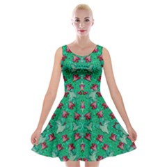 Beautiful Tropical Orchids Blooming Over Earth In Peace Velvet Skater Dress