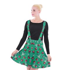 Beautiful Tropical Orchids Blooming Over Earth In Peace Suspender Skater Skirt by pepitasart